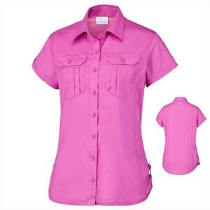 🐞Columbia Pink Camp Henry Buttoned Short Sleeve Top Medium